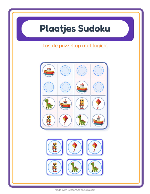 Voorbeeld van het Foto-sudoku-werkblad met Speelgoed voor kleuterklas