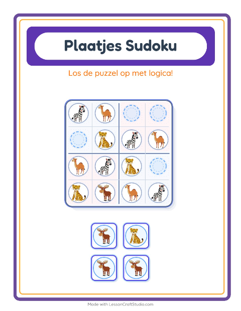 Beeldsudoku – Dierentuindieren