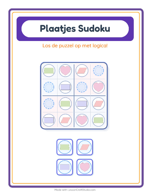 Voorbeeld van het Foto-sudoku-werkblad met Vormen voor kleuterklas
