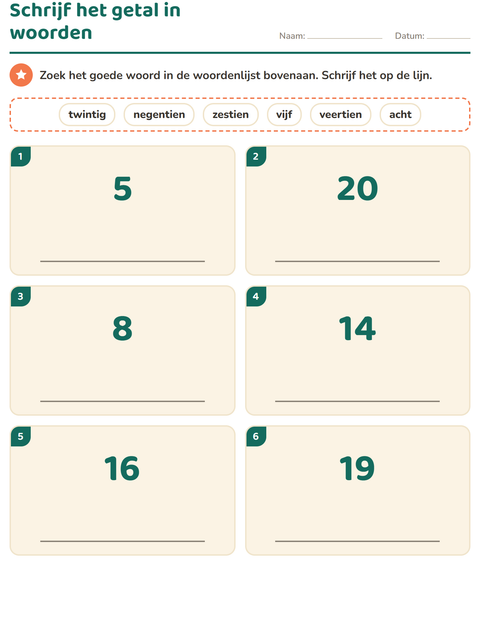 Getallen in woorden schrijven met woordenlijst