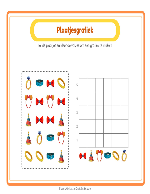 Voorbeeld van het Grafiek Tellen-werkblad met Accessoires voor kleuterklas