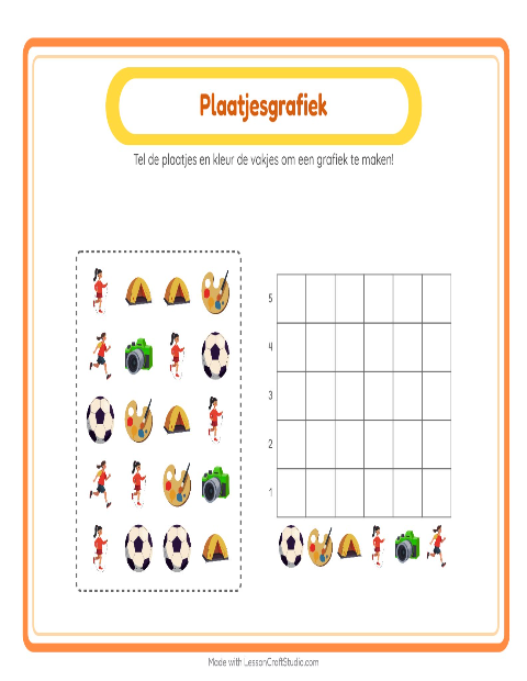 Voorbeeld van het Grafiek Tellen-werkblad met Activiteiten voor kleuterklas