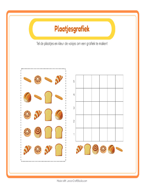 Voorbeeld van het Grafiek Tellen-werkblad met Bakkerij voor kleuterklas