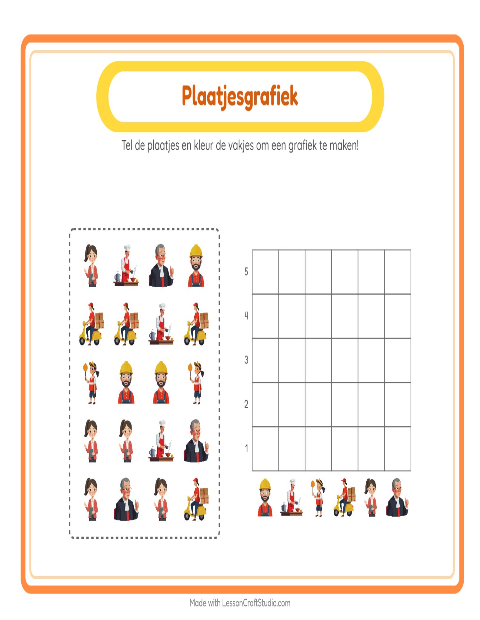 Voorbeeld van het Grafiek Tellen-werkblad met Beroepen voor kleuterklas