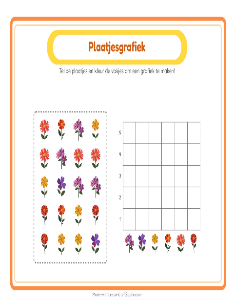 Voorbeeld van het Grafiek Tellen-werkblad met Bloemen voor kleuterklas