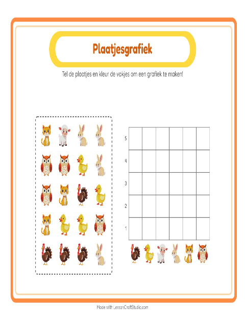 Voorbeeld van Tel en vul het diagram in: Boerderijdieren