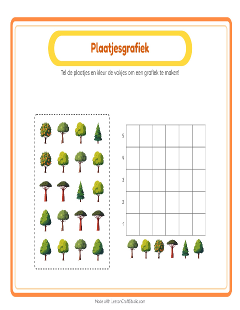 Voorbeeld van het Grafiek Tellen-werkblad met Bomen voor kleuterklas
