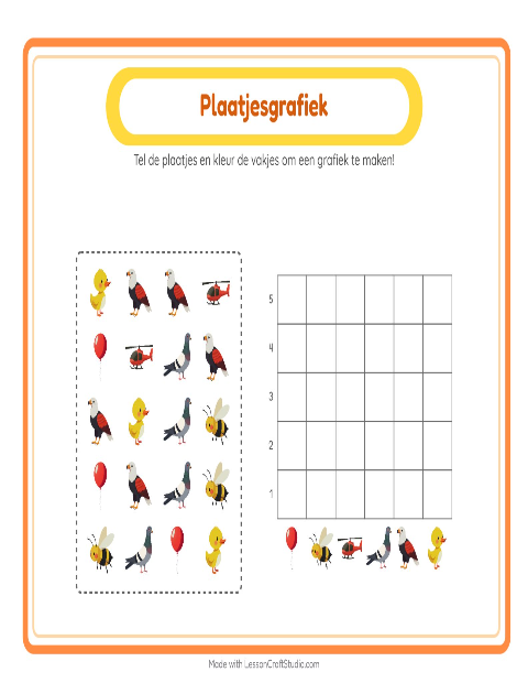 Voorbeeld van het Grafiek Tellen-werkblad met Dingen die vliegen voor kleuterklas