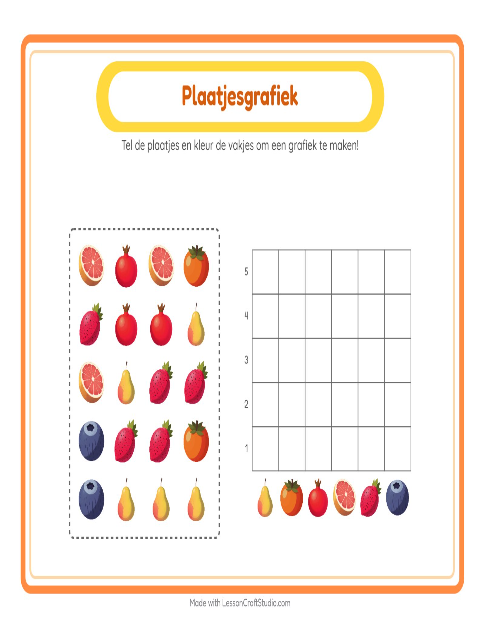 Voorbeeld van het Grafiek Tellen-werkblad met Fruit voor kleuterklas