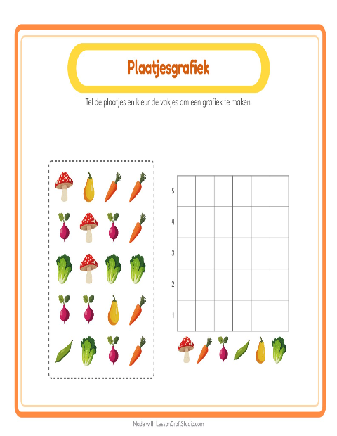 Voorbeeld van het Grafiek Tellen-werkblad met Groenten voor kleuterklas