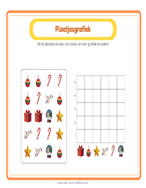 Voorbeeld van het Grafiek Tellen-werkblad met Kerstmis voor kleuterklas