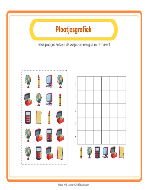 Voorbeeld van het Grafiek Tellen-werkblad met Klaslokaal voor kleuterklas