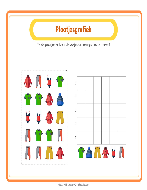 Voorbeeld van het Grafiek Tellen-werkblad met Kleding voor kleuterklas