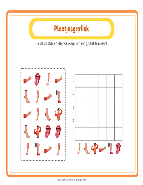 Voorbeeld van het Grafiek Tellen-werkblad met Lichaamsdelen voor kleuterklas