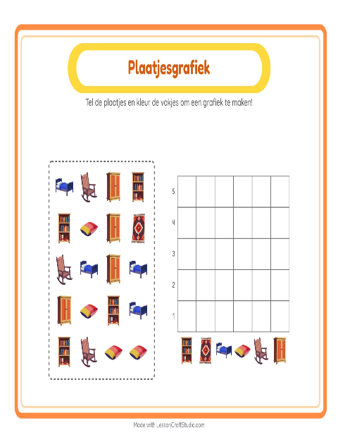Voorbeeld van het Grafiek Tellen-werkblad met Meubels voor kleuterklas