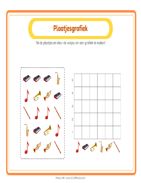 Voorbeeld van Tel en vul het diagram in: Muziek
