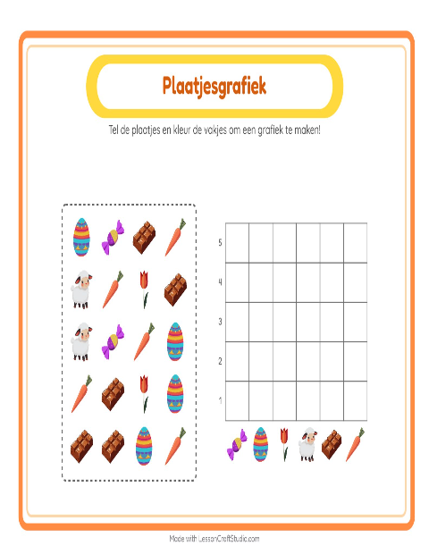 Voorbeeld van het Grafiek Tellen-werkblad met Pasen voor kleuterklas