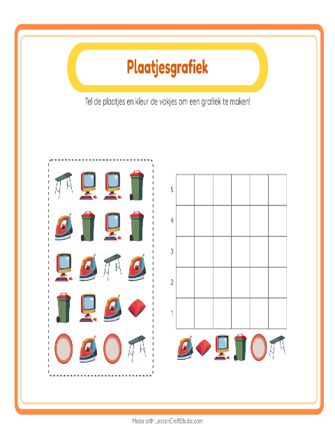 Voorbeeld van het Grafiek Tellen-werkblad met Rond het huis voor kleuterklas