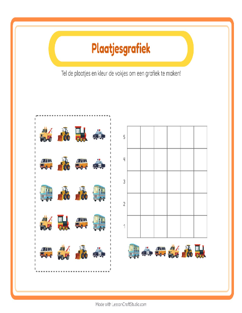 Voorbeeld van het Grafiek Tellen-werkblad met Voertuigen voor kleuterklas