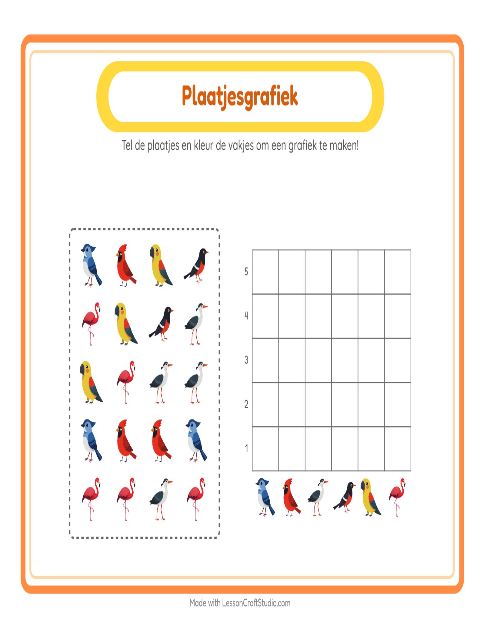 Voorbeeld van het Grafiek Tellen-werkblad met Vogels 2 voor kleuterklas