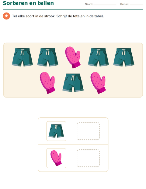 Voorbeeld van het Grafieken lezen-werkblad met Kleding voor groep 3