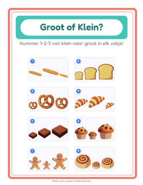 Voorbeeld van het Groot Of Klein-werkblad met Bakkerij voor peuterklas