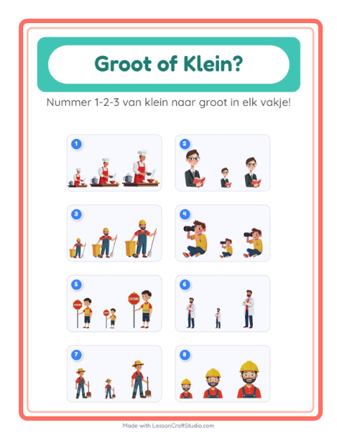 Voorbeeld van het Groot Of Klein-werkblad met Beroepen voor peuterklas