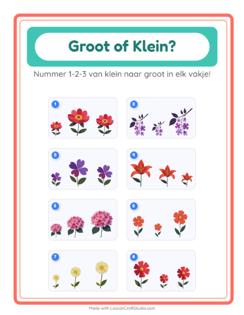 Voorbeeld van het Groot Of Klein-werkblad met Bloemen voor peuterklas