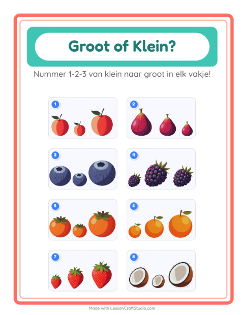 Voorbeeld van het Groot Of Klein-werkblad met Fruit voor peuterklas