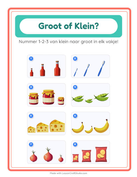 Voorbeeld van het Groot Of Klein-werkblad met In de supermarkt voor peuterklas