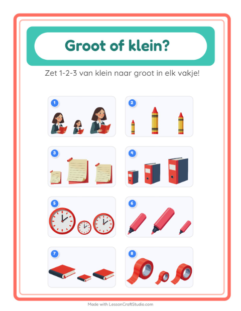 groot-klein-oplopende-volgorde-klaslokaal