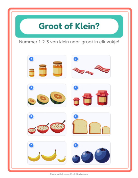 Voorbeeld van het Groot Of Klein-werkblad met Ontbijt voor peuterklas