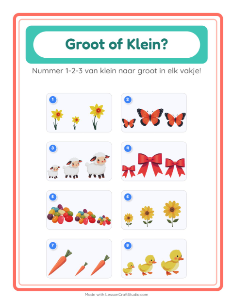 Voorbeeld van het Groot Of Klein-werkblad met Pasen voor peuterklas