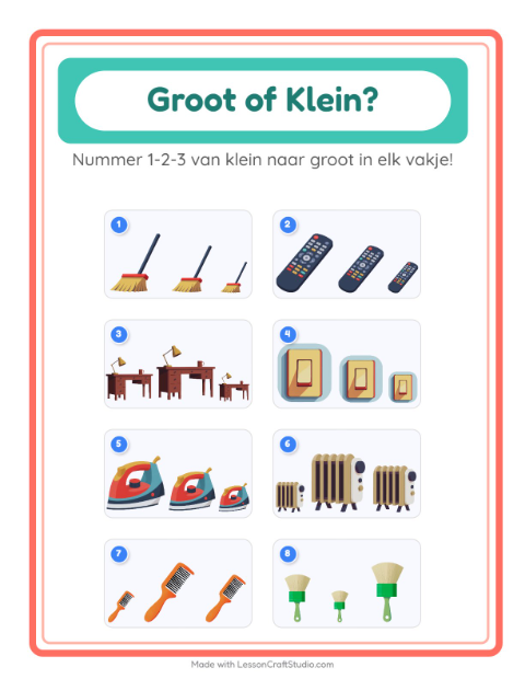 Voorbeeld van het Groot Of Klein-werkblad met Rond het huis voor peuterklas