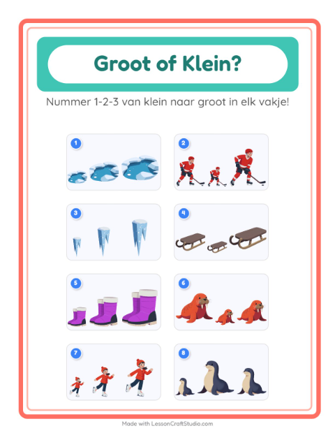 Voorbeeld van het Groot Of Klein-werkblad met Winter voor peuterklas