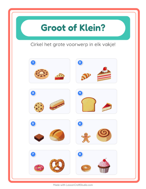 Voorbeeld van het Groot Of Klein-werkblad met Bakkerij voor peuterklas