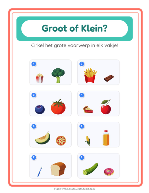 Voorbeeld van het Groot Of Klein-werkblad met In de supermarkt voor peuterklas