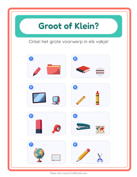 Voorbeeld van het Groot Of Klein-werkblad met Klaslokaal voor peuterklas
