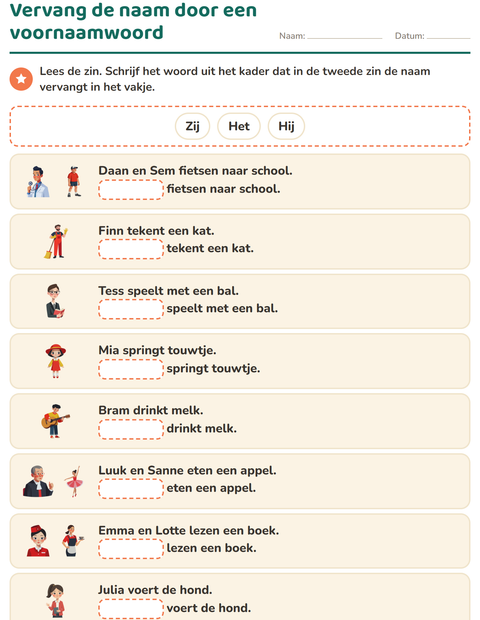 Vervang de naam door een voornaamwoord