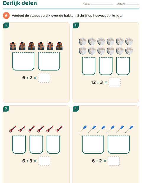 Voorbeeld van het Keersommen-werkblad met Kamperen voor groep 4