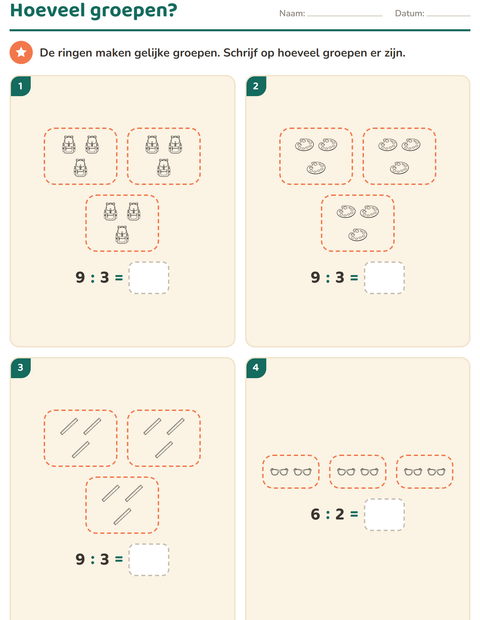 Voorbeeld van het Keersommen-werkblad met Onderwijs ZW voor groep 4
