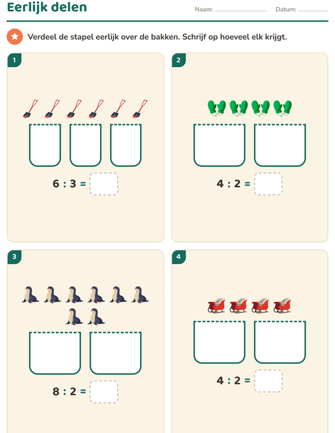 Voorbeeld van het Keersommen-werkblad met Winter voor groep 4