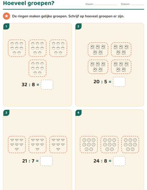 Voorbeeld van het Keersommen-werkblad met Huis ZW voor groep 4