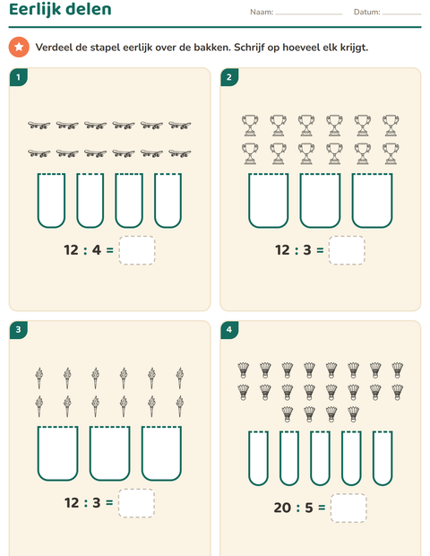 Voorbeeld van het Keersommen-werkblad met Sport ZW 2 voor groep 4