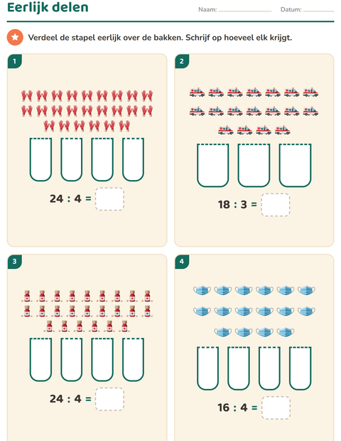 Voorbeeld van het Keersommen-werkblad met Ziekenhuis voor groep 4