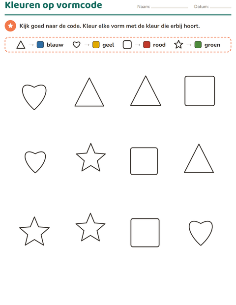 Kleuren op vormcode: elke vorm zijn eigen kleur