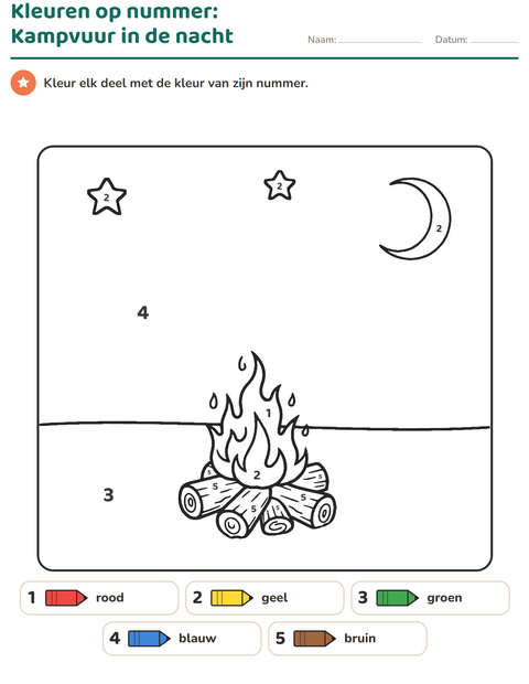 Voorbeeld van het Kleuren op code-werkblad voor kleuterklas
