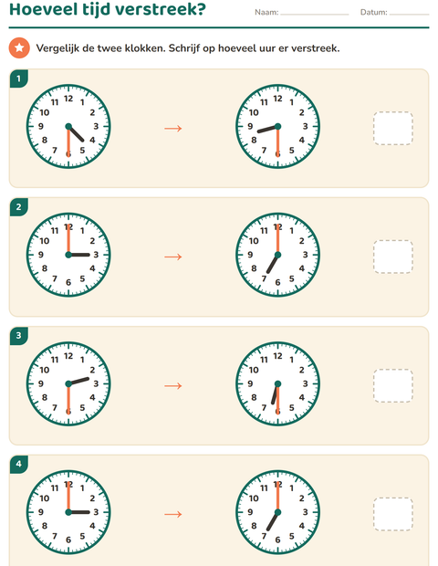 Klokkijken werkbladen voor groep 5 — 2