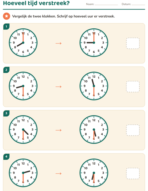 Klokkijken werkbladen voor groep 5 — 4