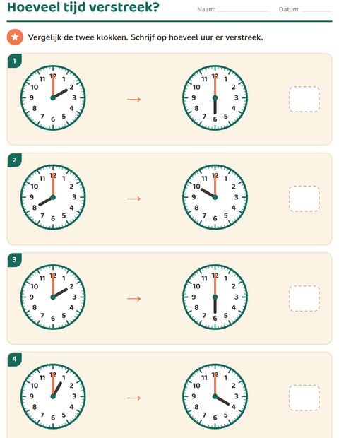 Klokkijken werkbladen voor groep 5 — 5